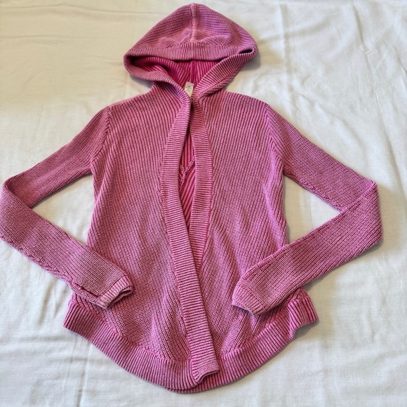 Ivivva LuLuLemon 10 To The Moon & Back Pink Cardigan Sweater w/ Hood - Picture 1 of 8